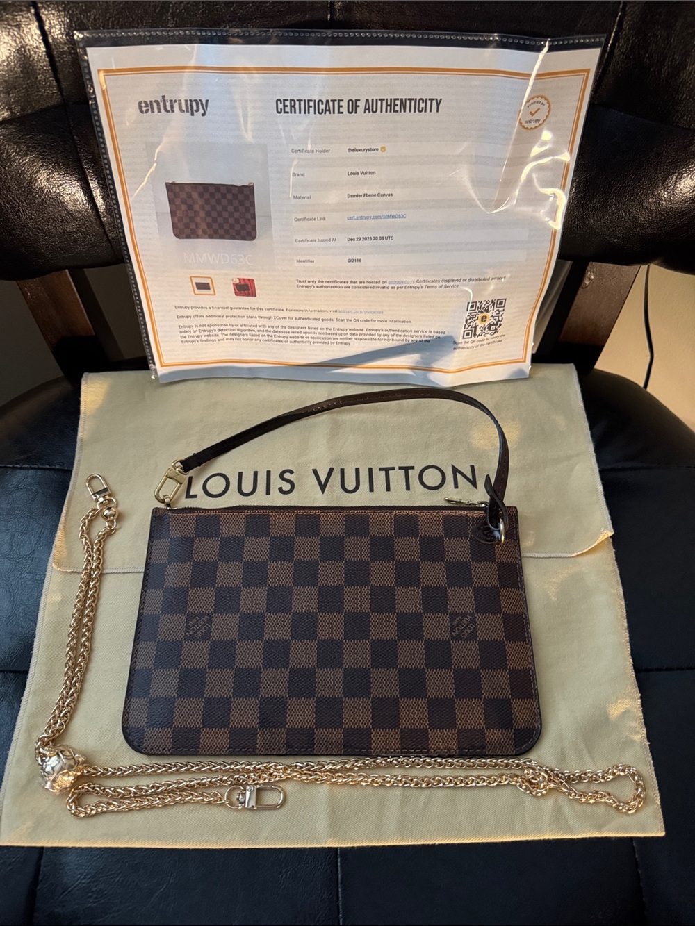 Louis Vuitton Brown Checkered Clutch